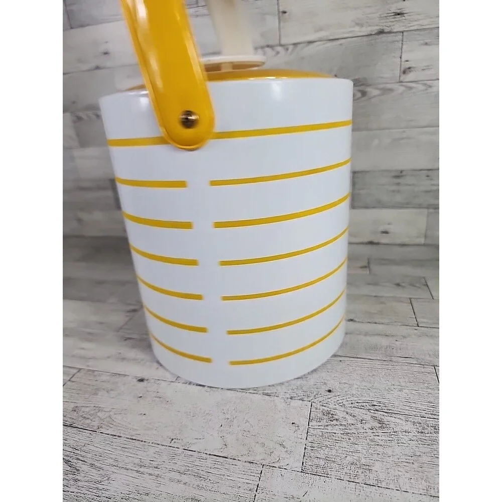 Vintage MCM Georges Briard Ice Bucket Yellow Orange w/ Lid 9
